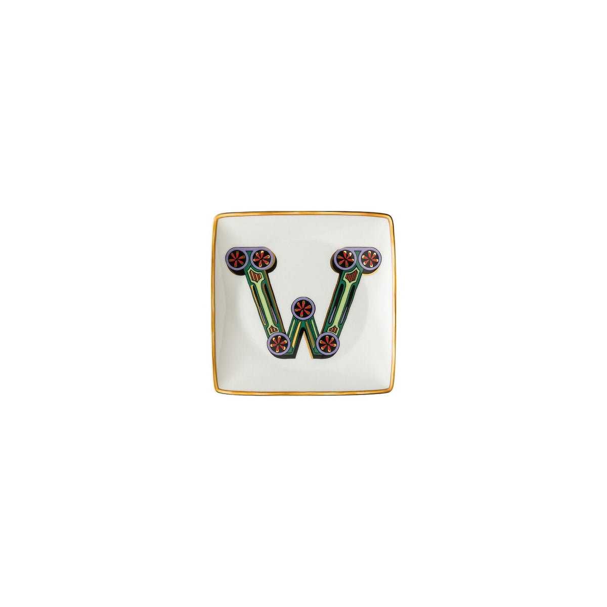 Versace Holiday Alphabet W Bowl 12 cm sq. flat front view