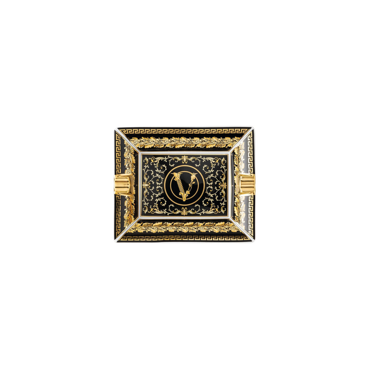 Versace Virtus Gala Black Ashtray – 13 cm front view