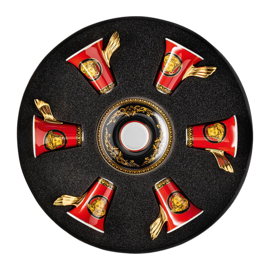 Versace Ikarus Medusa Red Gift Boxed Set of 6 x Demi Tasse Cup & Saucer alternate view 2