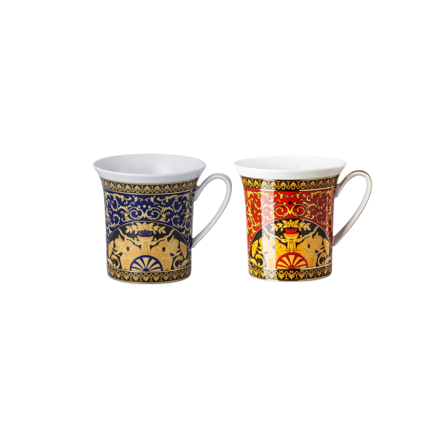 Versace Medusa Blue/Red Set 2 mugs w. handle front view