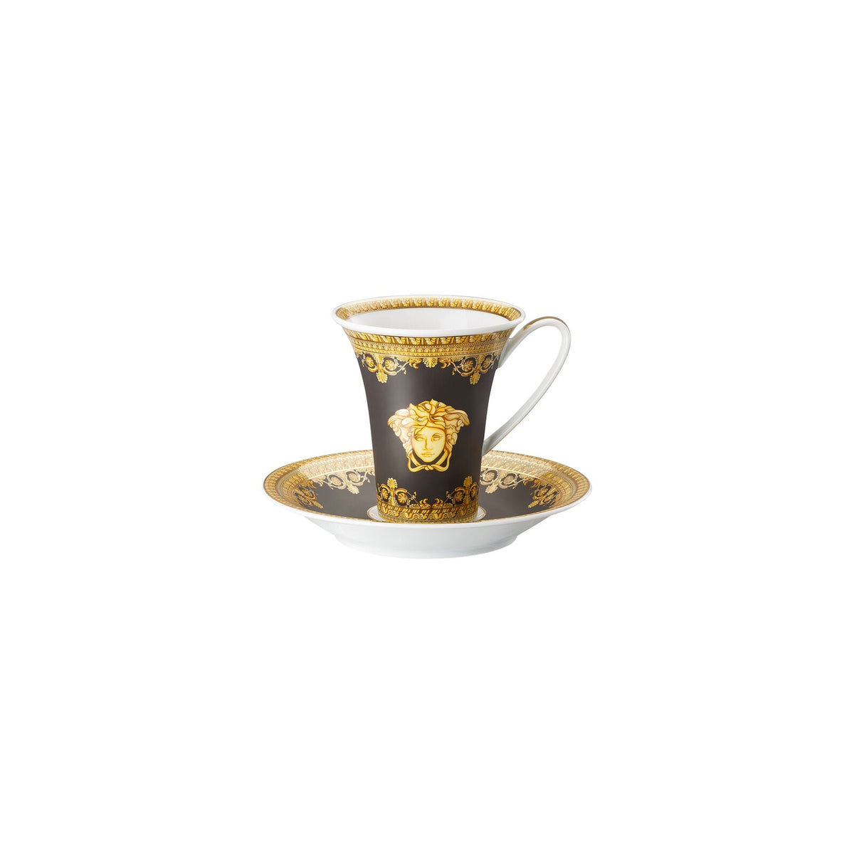 Versace Baroque Nero Cup/Saucer 4 tall front view