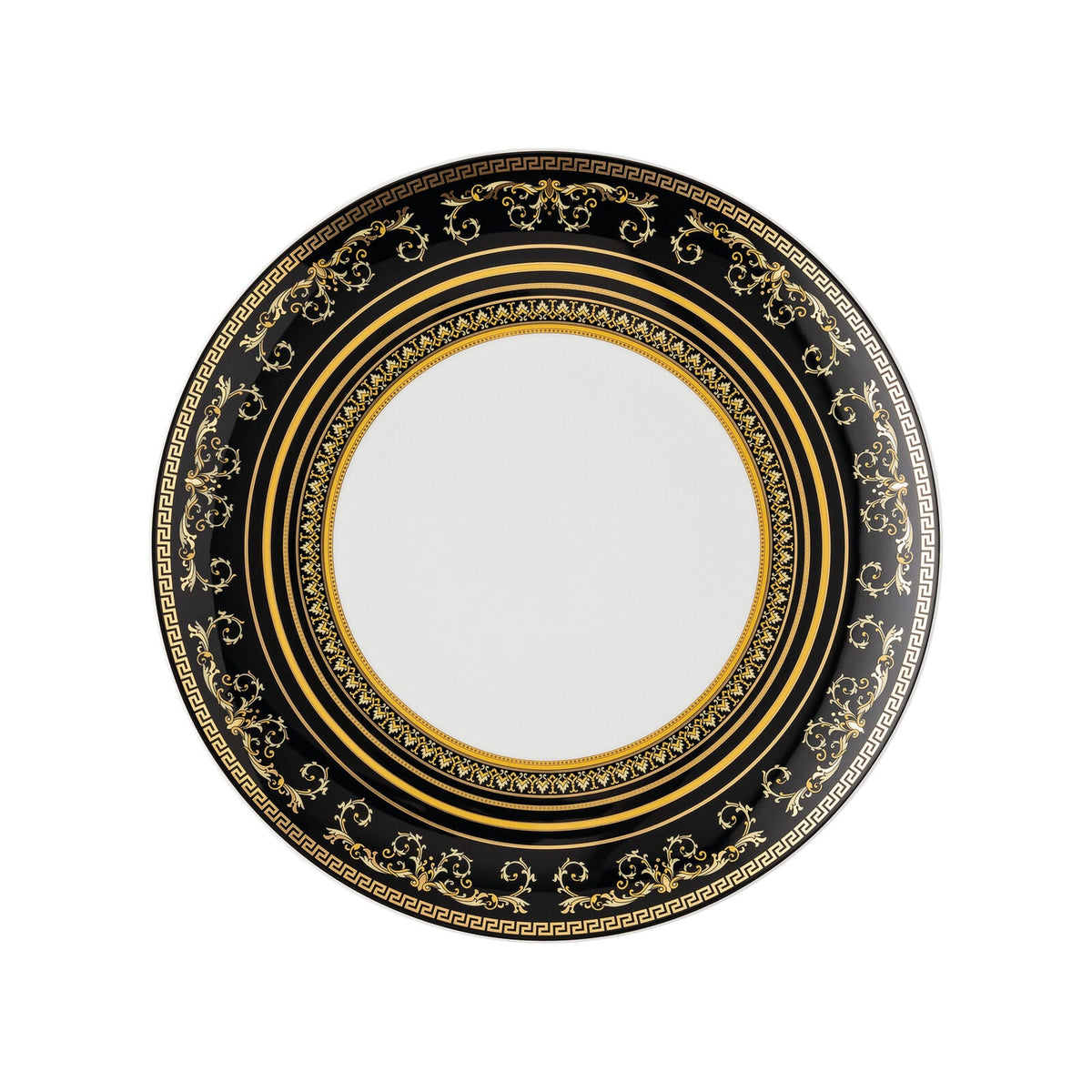 Versace Virtus Gala Black Plate – 28 cm front view