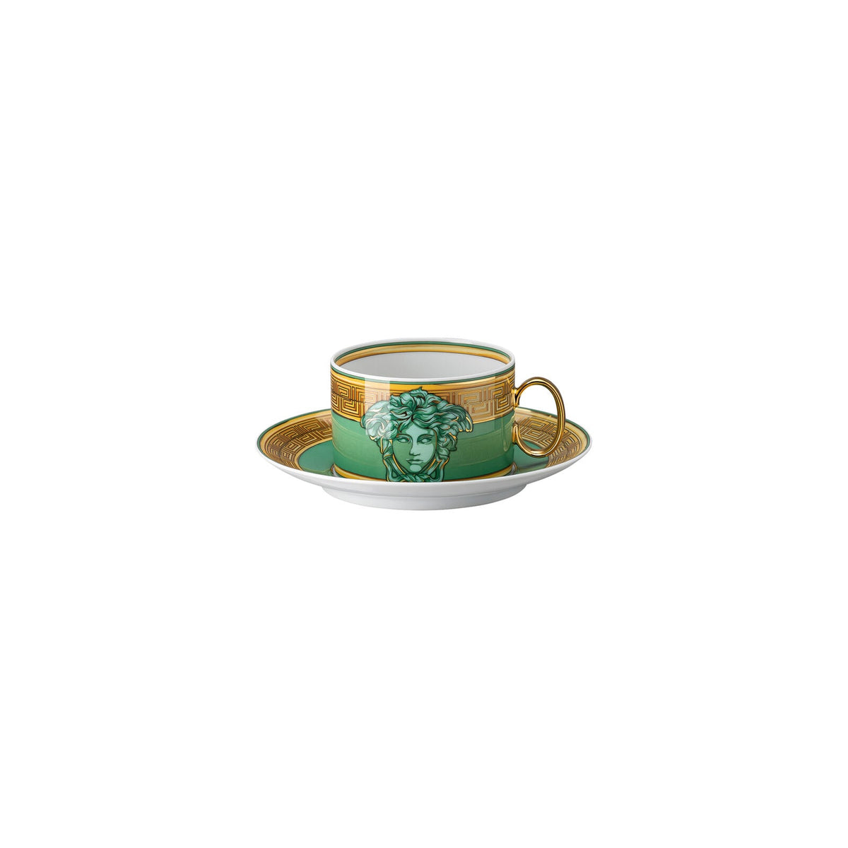 Versace Medusa Amplified Green Coin Cup/Saucer 4 low front view