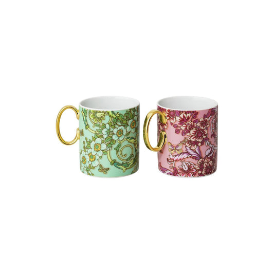 Versace Le Jardin Pink Green Set 2 mugs w. handle alternate view 2