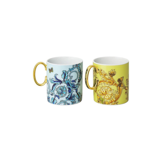 Le Jardin de Versace - Anniversary items Blue/Yellow Set 2 mugs w. handle alternate view 2