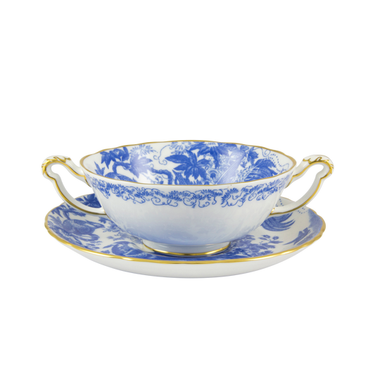 Royal Crown Derby Aves Blue Cream Soup Saucer (16cm) – alternate official product image