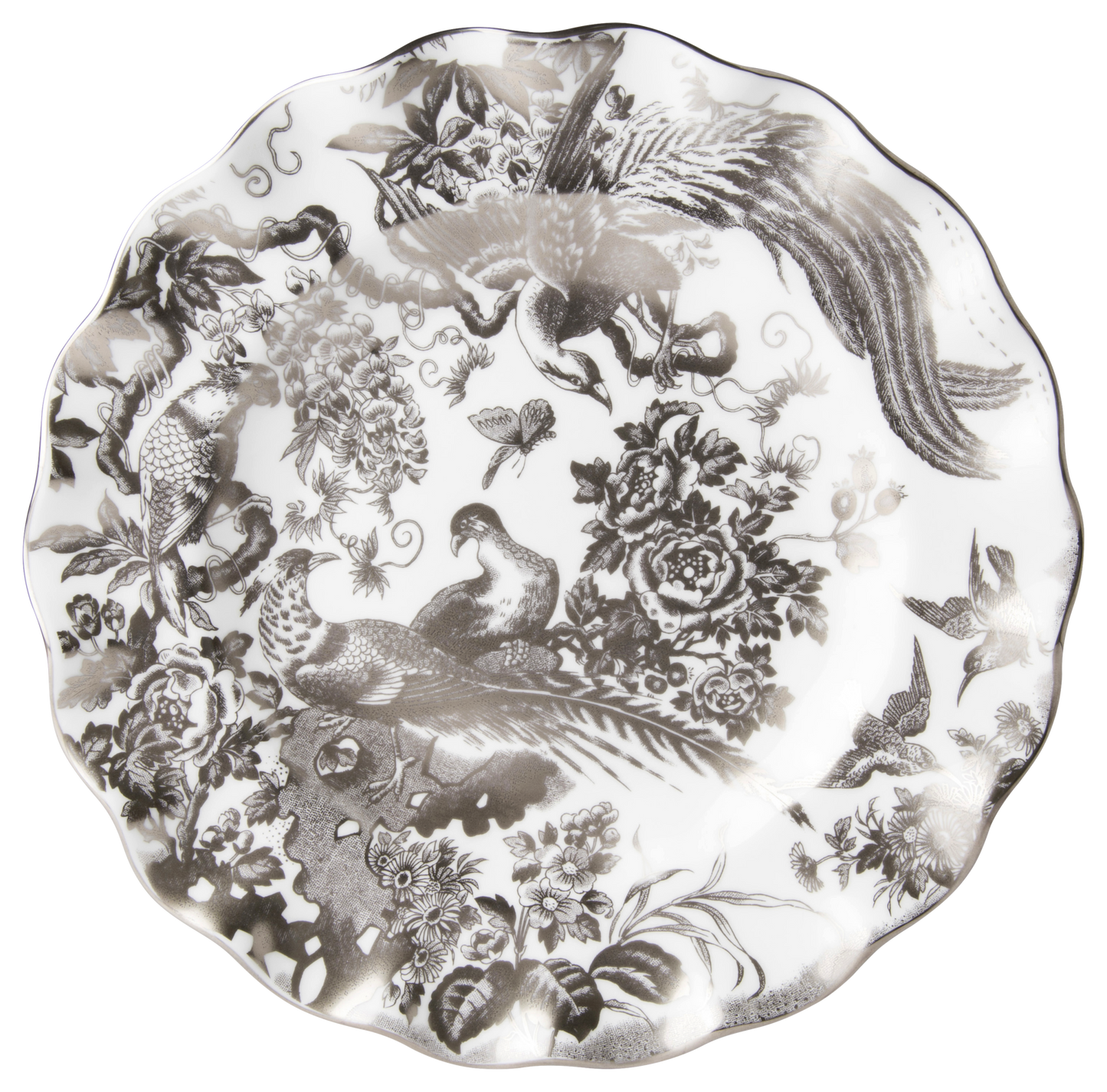 Royal Crown Derby Aves Palladium Fluted Dessert Plate (22cm) – official product image