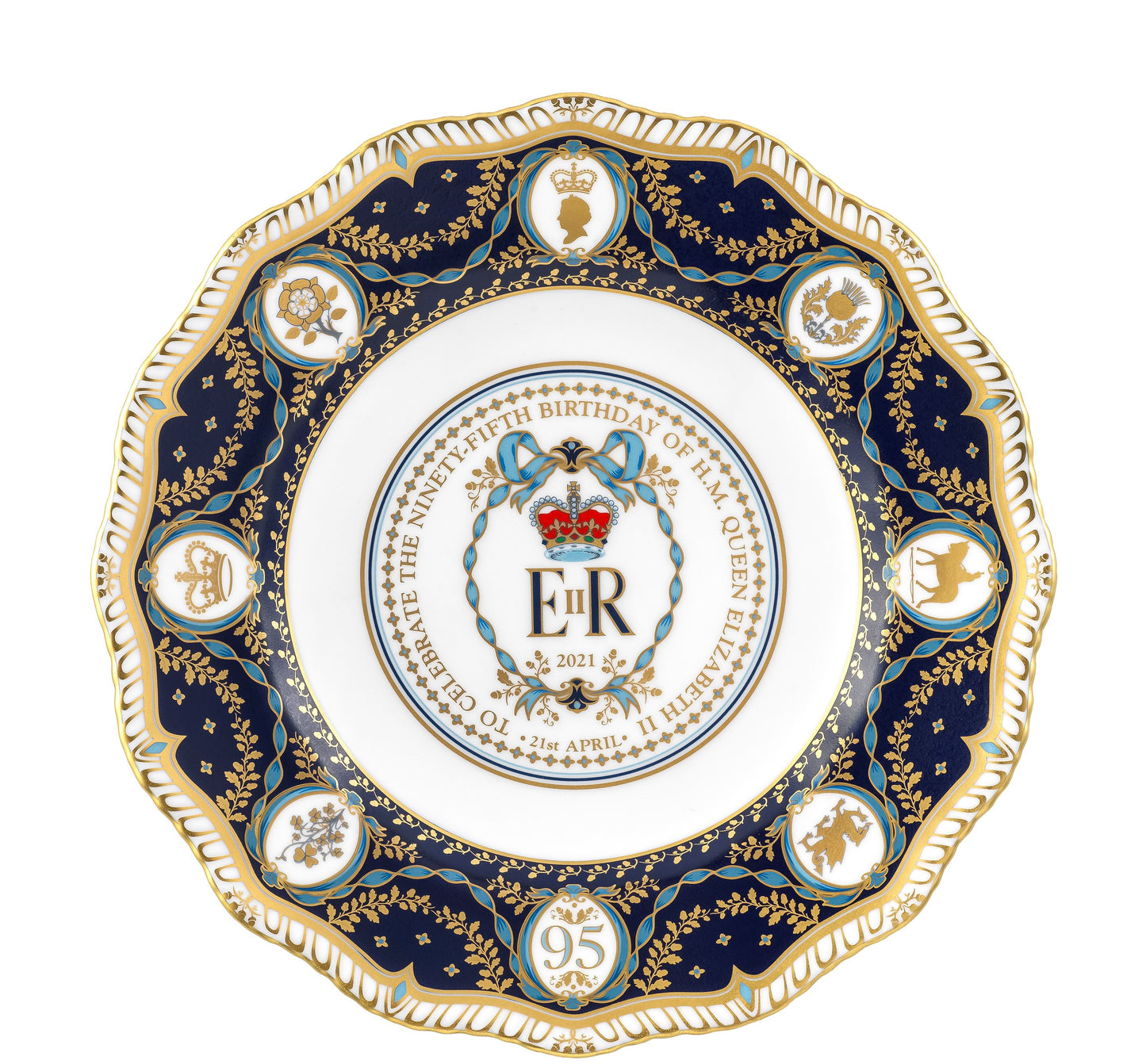 Royal Crown Derby Queen Elizabeth II 95th Birthday Gadroon Plate – Limited Edition