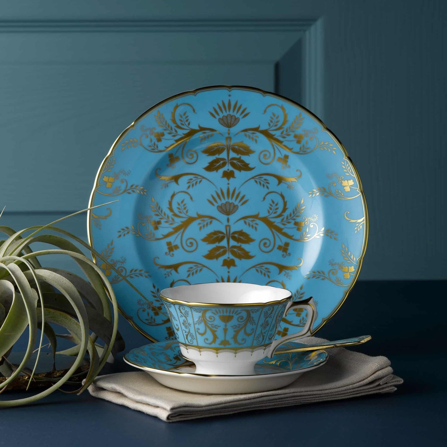 Royal Crown Derby Harlequin Duck Egg Blue Tea Saucer (14cm) – alternate official product image