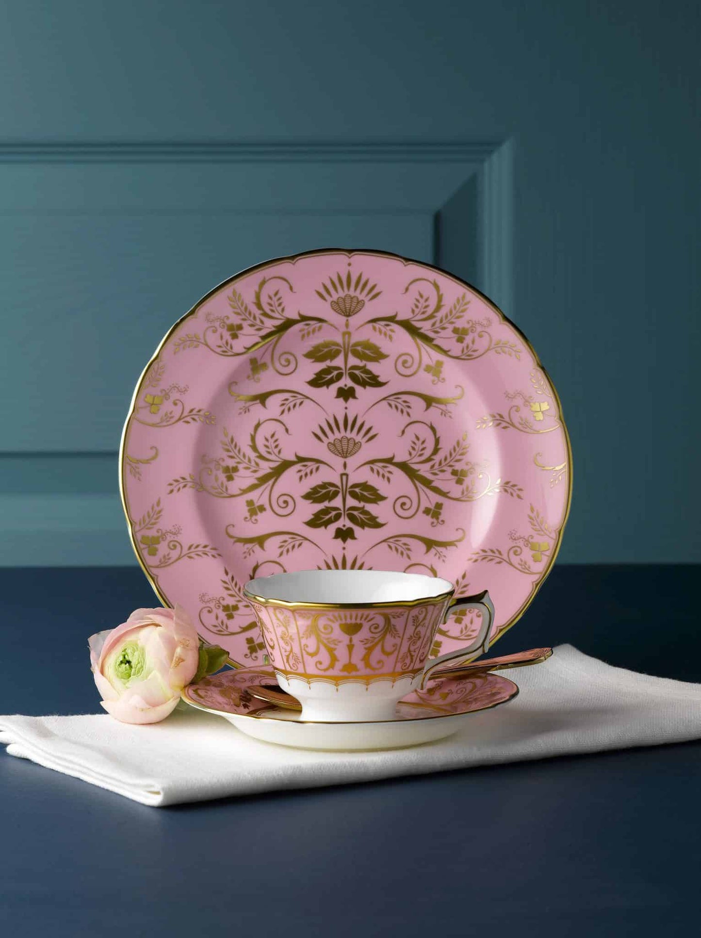 Royal Crown Derby Harlequin Baby Pink Teacup and Saucer (220ml) – alternate official product image