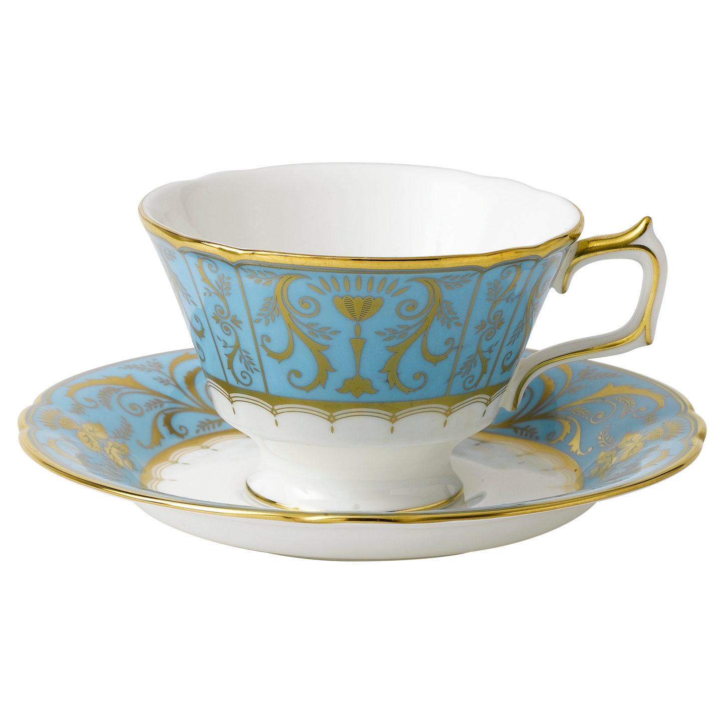 Royal Crown Derby Harlequin Duck Egg Blue Teacup and Saucer (220ml) – official product image