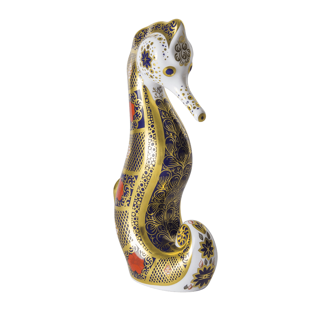 Royal Crown Derby Old Imari Solid Gold Band Seahorse – alternate official product image