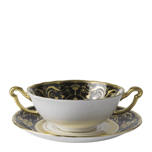 Royal Crown Derby Regency Black Cream Soup Saucer (16cm) – alternate official product image