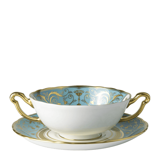 Royal Crown Derby Regency Turquoise Cream Soup Saucer (16cm) – alternate official product image