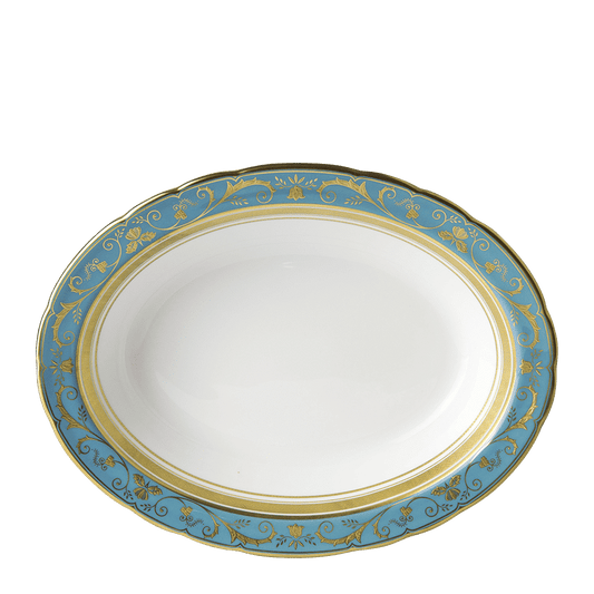 Royal Crown Derby Regency Turquoise Open Vegetable Dish (24cm) – alternate official product image