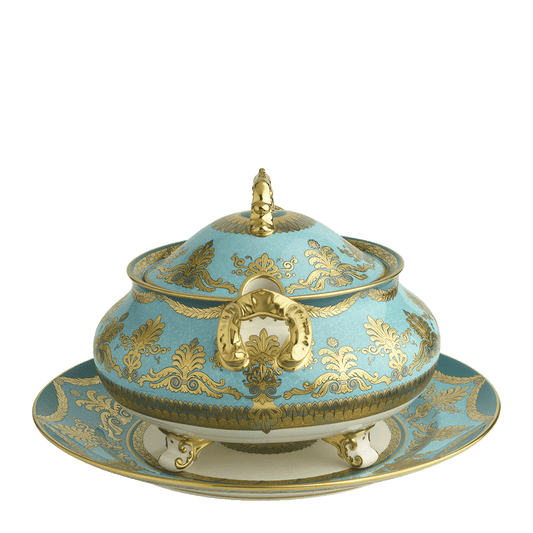 Royal Crown Derby Turquoise Palace Soup Tureen Stand (35cm) – alternate official product image