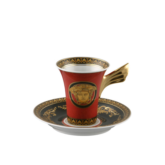 Versace Ikarus Medusa Red Demi Tasse Cup & Saucer