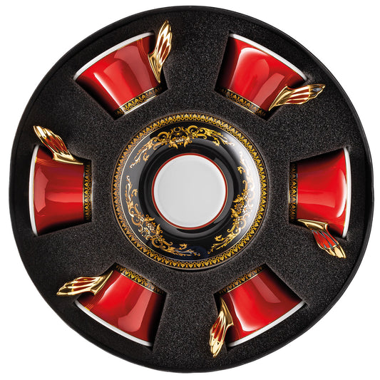 Versace Ikarus Medusa Red Gift Boxed Set of 6 x Teacup & Saucer
