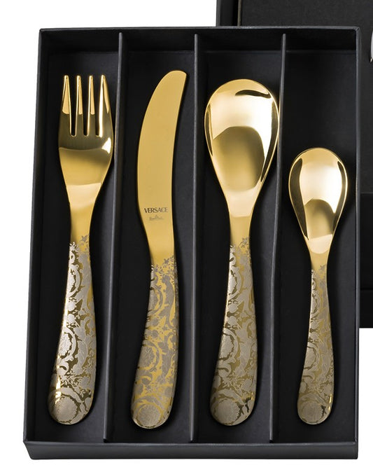 Versace Kids Barocco Gold Cutlery Set – 4 pcs