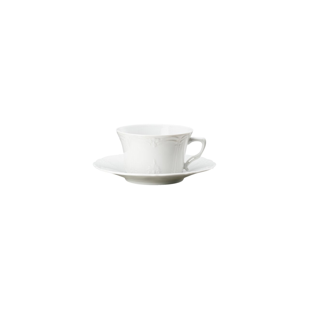 Hutschenreuther Baronesse White Cup 4 Low with matching saucer – front view