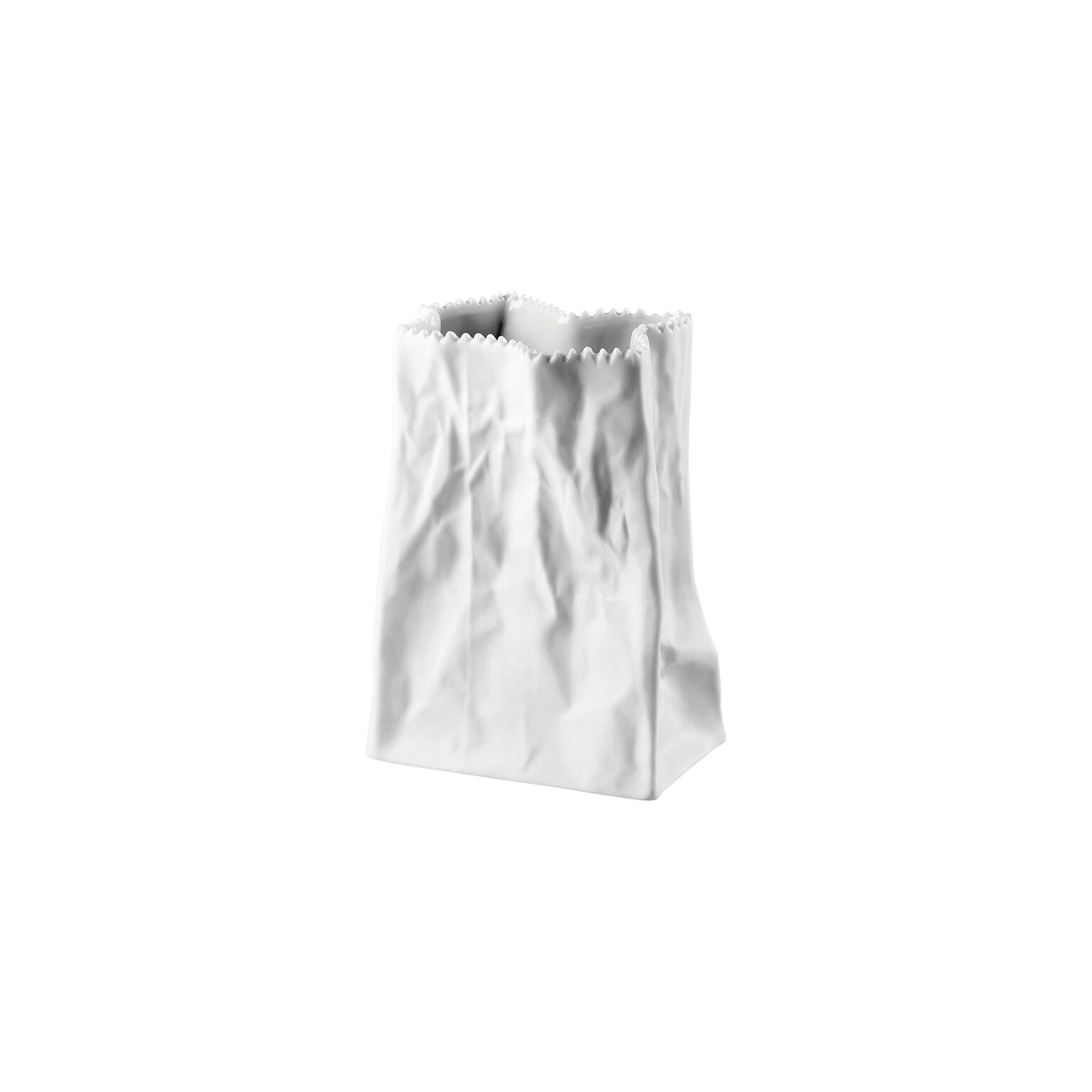 Rosenthal White matt Rosenthal Do not litter White matt Bag vase 14 cm front view