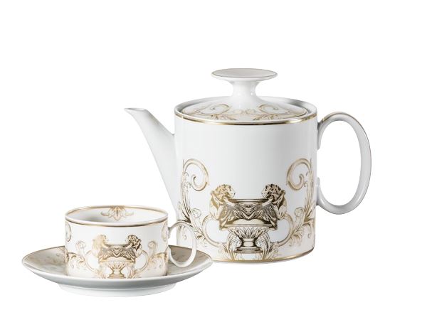 Versace La Coupe des Dieux porcelain collection by Rosenthal meets Versace with Medusa, lions and luxurious gold Baroque detailing.