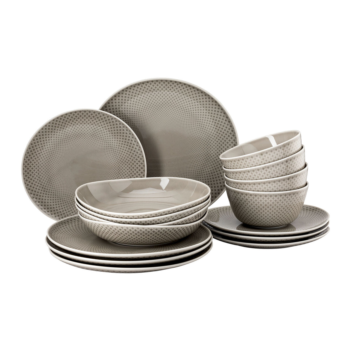 Rosenthal Pearl Grey Rosenthal Junto Pearl Grey Set16p/cer.bowl-2019 front view