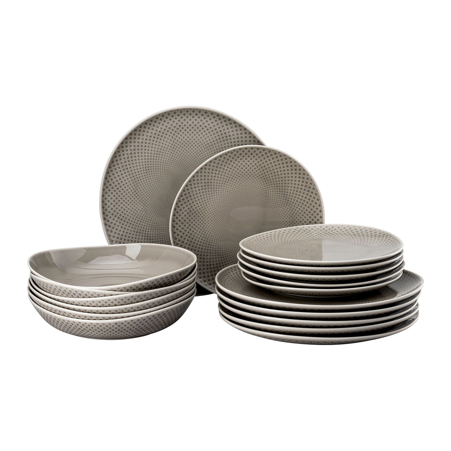 Rosenthal Pearl Grey Rosenthal Junto Pearl Grey Set 18 pcs./plates front view
