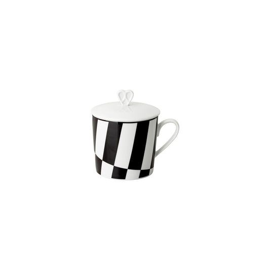 Rosenthal Monochrome Stripes Rosenthal Home Monochrome Stripes Mug w.handle and lid front view