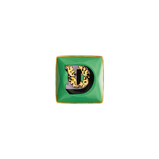 Versace Holiday Alphabet D Bowl 12 cm sq. flat front view