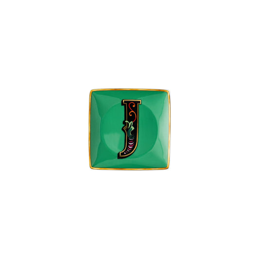 Versace Holiday Alphabet J Bowl 12 cm sq. flat front view