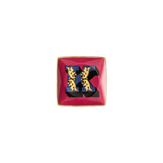 Versace Holiday Alphabet K Bowl 12 cm sq. flat front view