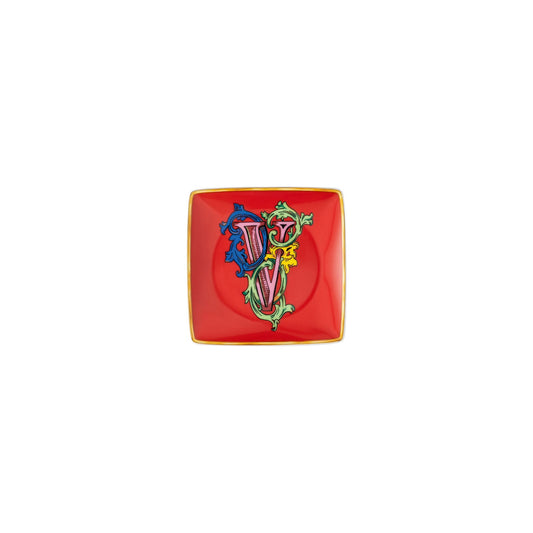 Versace Holiday Alphabet V Bowl 12 cm sq. flat front view