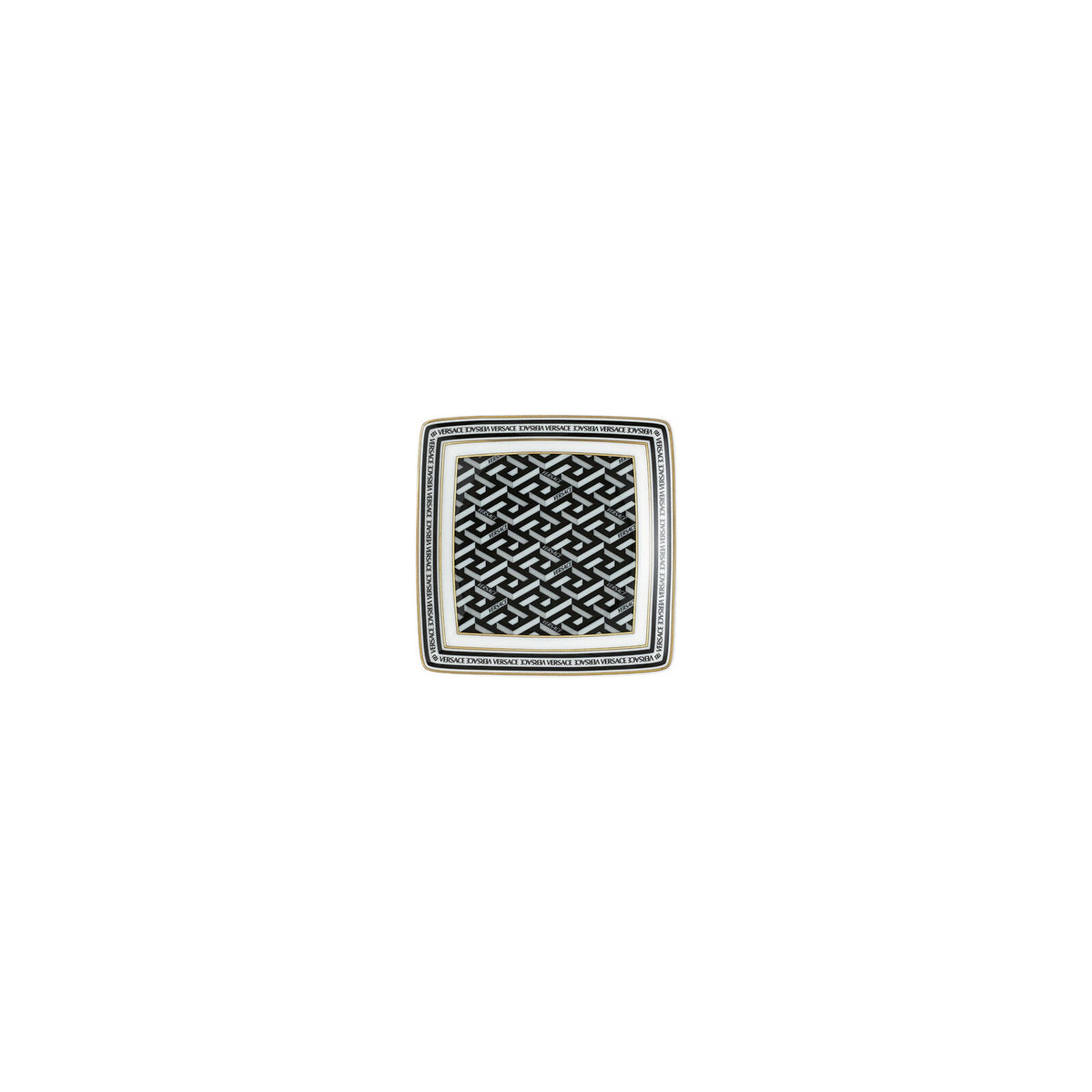 Versace La Greca Signature Black Bowl 9 cm sq. flat front view