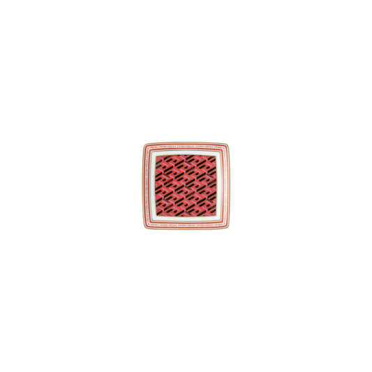 Versace La Greca Signature Red Bowl 9 cm sq. flat front view