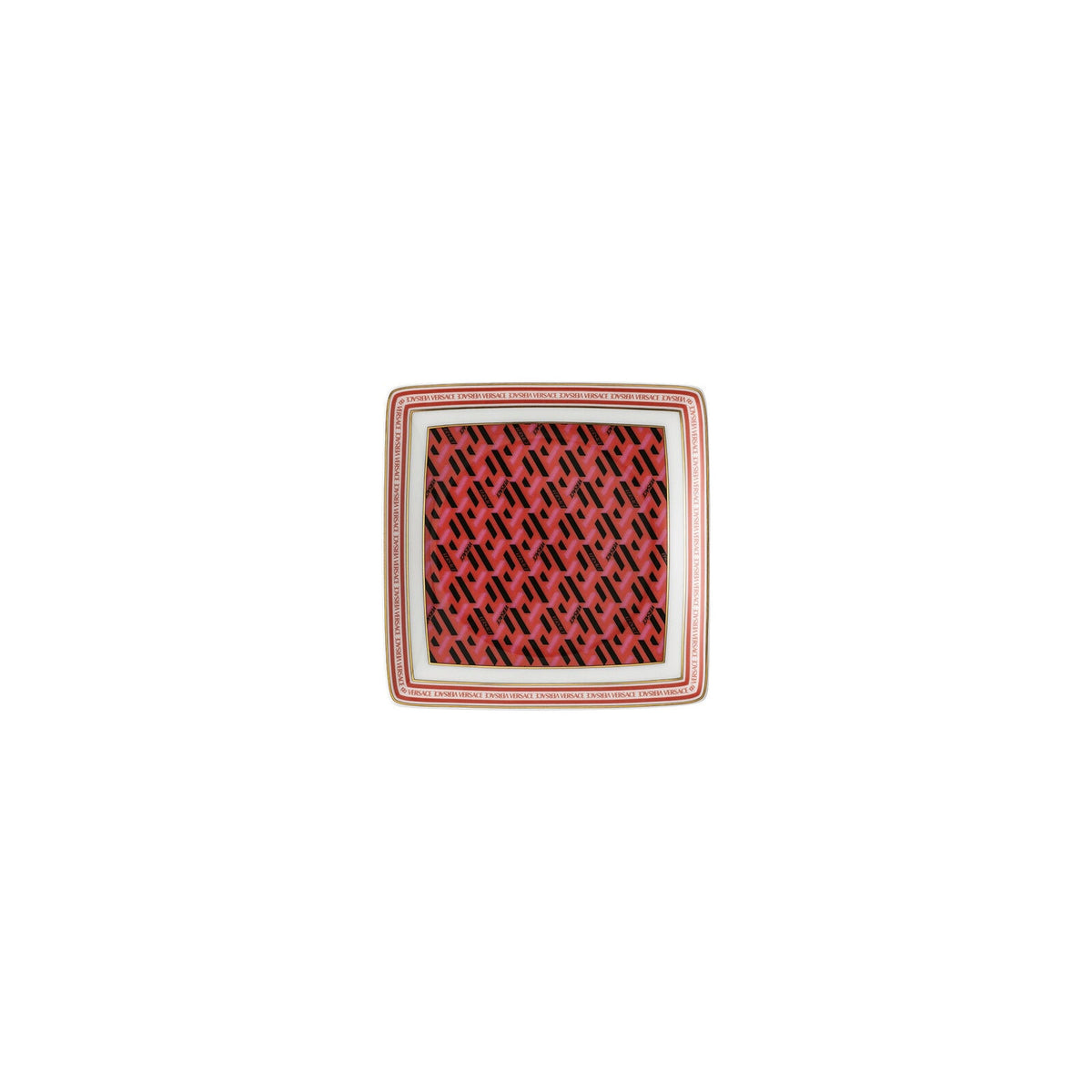 Versace La Greca Signature Red Bowl 12 cm sq. flat front view