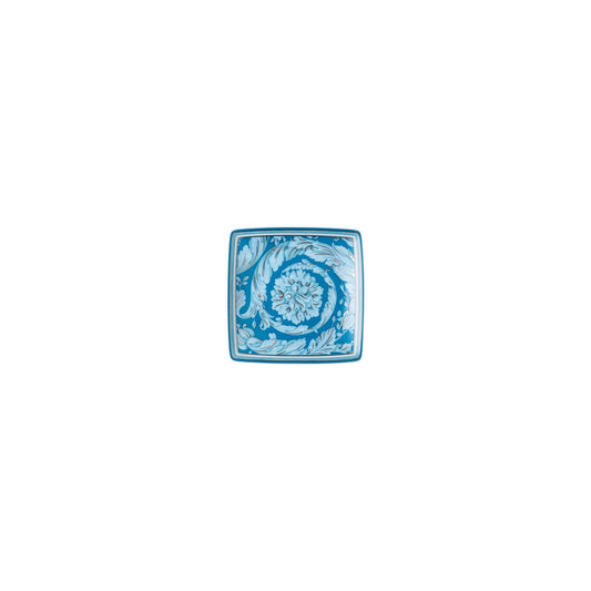 Versace Barocco Teal Bowl 9 cm sq. flat front view