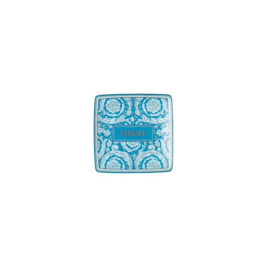 Versace Barocco Teal Bowl 12 cm sq. flat front view