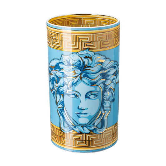 Versace Medusa Amplified Blue Coin Vase 30 cm front view