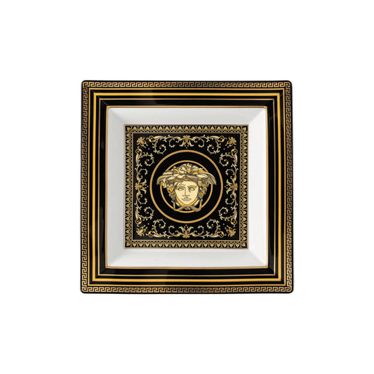 Versace Virtus Gala Black Decorative Square Dish – 22 cm front view