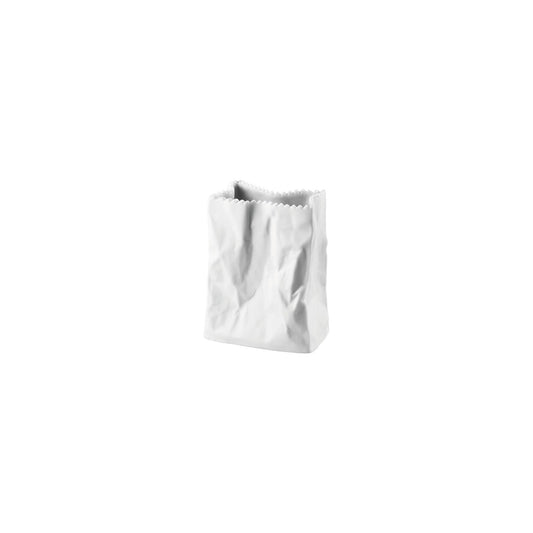 Rosenthal White matt Rosenthal Do not litter White matt Bag vase 10 cm front view