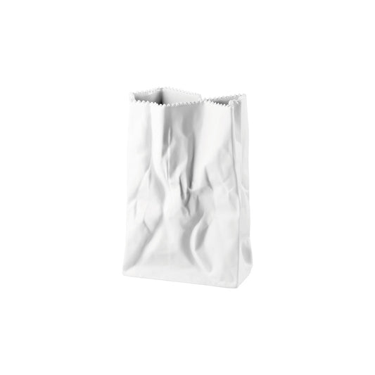 Rosenthal White matt Rosenthal Do not litter White matt Bag vase 18 cm front view