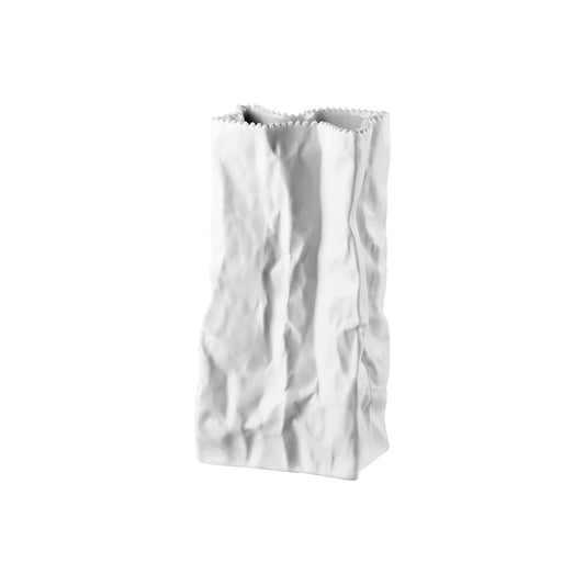 Rosenthal White matt Rosenthal Do not litter White matt Bag vase 22 cm front view