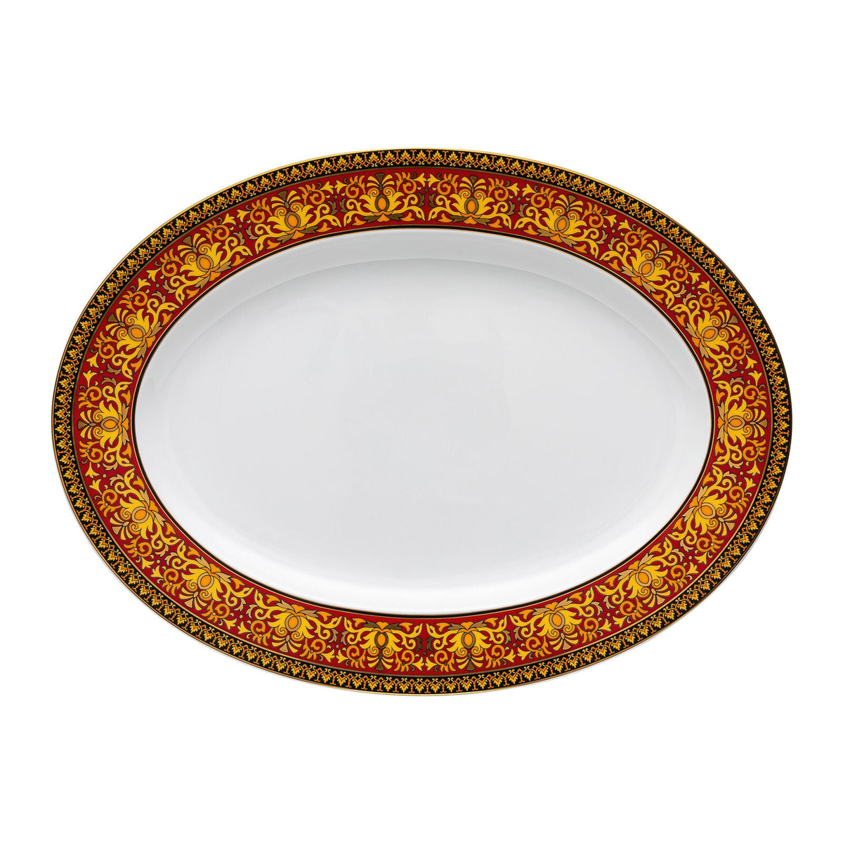 Versace Ikarus Medusa Red Oval Platter – 40 cm front view