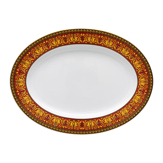 Versace Ikarus Medusa Red Oval Platter – 40 cm front view
