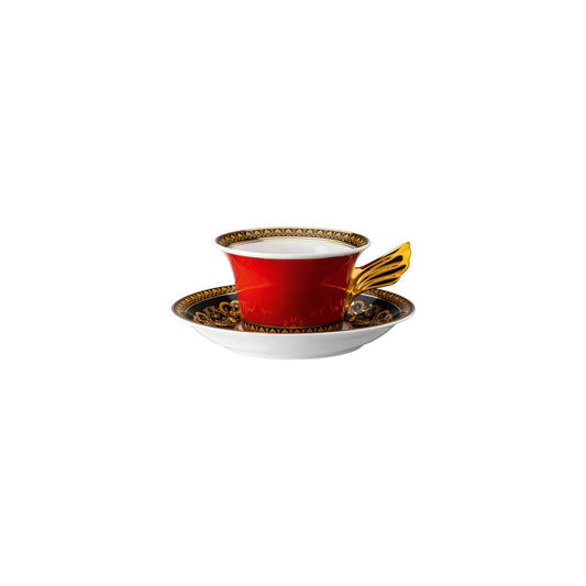 Versace Ikarus Medusa Red Teacup & Saucer front view