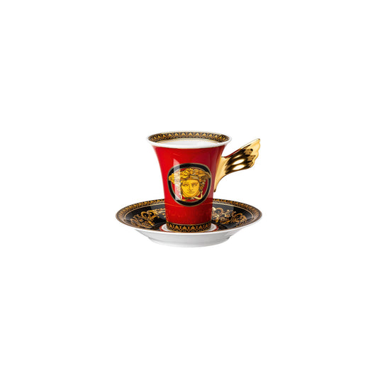 Versace Ikarus Medusa Red Coffee Cup & Saucer front view