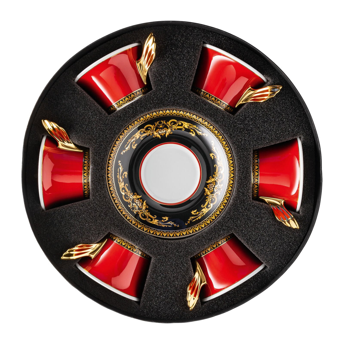 Versace Ikarus Medusa Red Gift Boxed Set of 6 x Teacup &amp; Saucer alternate view 2