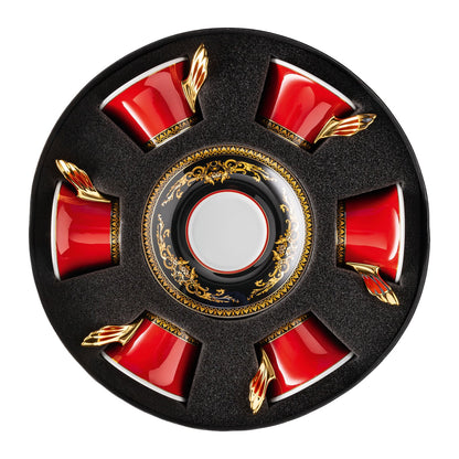 Versace Ikarus Medusa Red Gift Boxed Set of 6 x Teacup &amp; Saucer alternate view 2