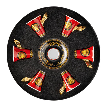 Versace Ikarus Medusa Red Gift Boxed Set of 6 x Demi Tasse Cup & Saucer alternate view 2